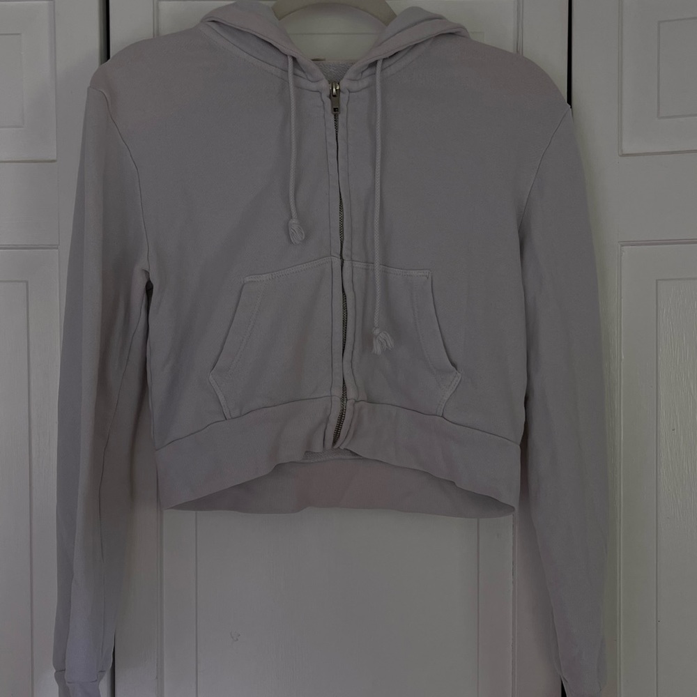 brandy melville light blue cropped zip up